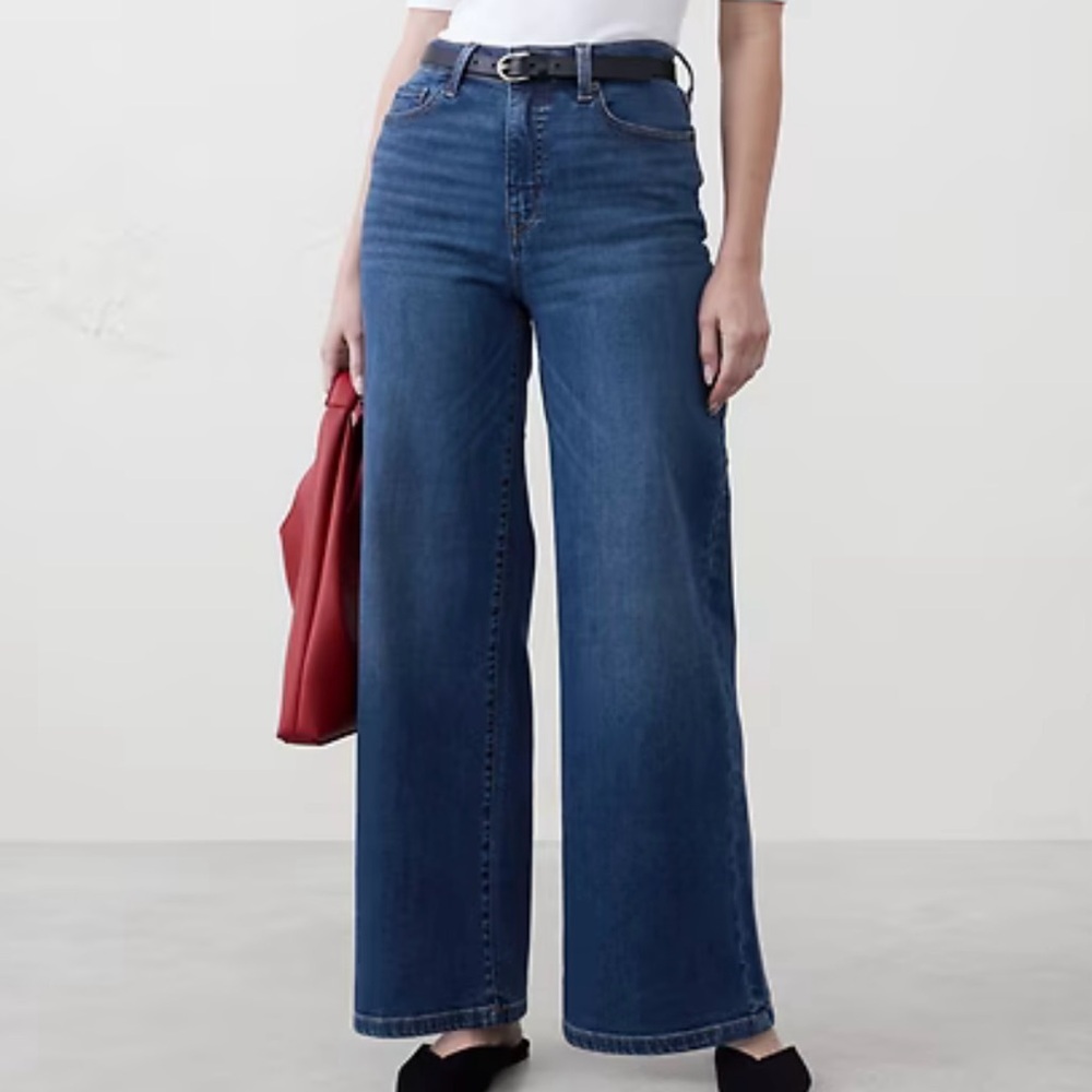 BANANA‎ REPUBLIC | High-Rise Wide Leg Crop Cropped Jeans Denim | Size 34, US 18